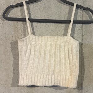 IRO Cream Ribbed Knit Cropped Cami